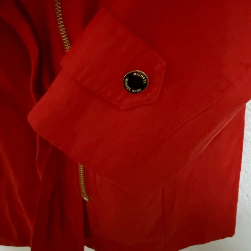 MICHAEL Michael Kors Red Belted Trench Coat Rain Jacket Hooded Size M Medium